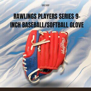 Rawlings Players Series 9-Inch Baseball/Softball Glove Red/Blue Leather Basket W